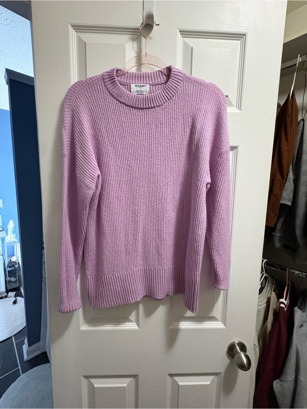 Old Navy oversized Light Pink/Lavender Ribbed Crewneck Sweater, Like New, small